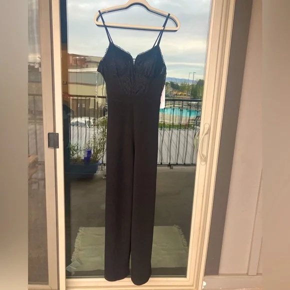 Forever 21 Black Lace Top Jumpsuit - Picture 1 of 6